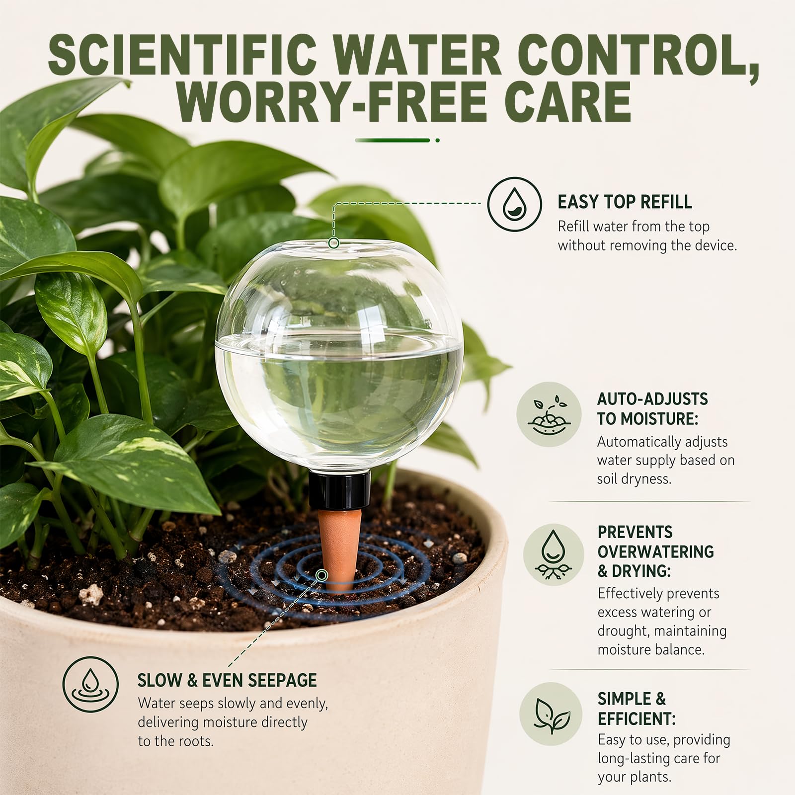 Sfere di irrigazione per piante, 6 pezzi, irrigazione automatica delle piante, 500 ml, sfera di irrigazione automatica, per l'irrigazione automatica di stanze, balconi, piante da giardino