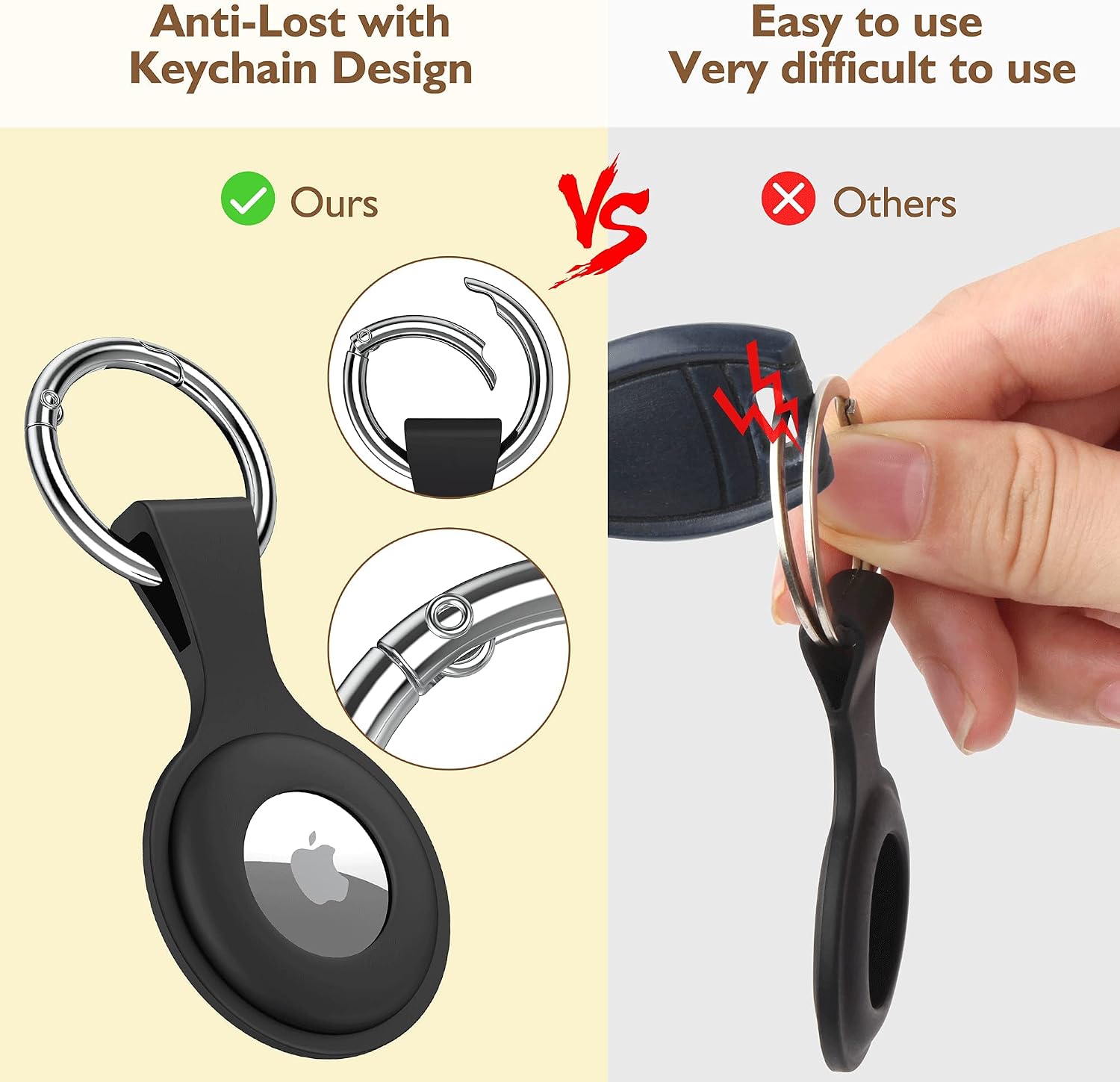 wanchel 4 Pack AirTag Holder with Keychain AirTag case with Anti-Lost Keychain, Protective Air Tag, Item Finders, for for Dog, Cat, Luggage, Wallet, Backpacks