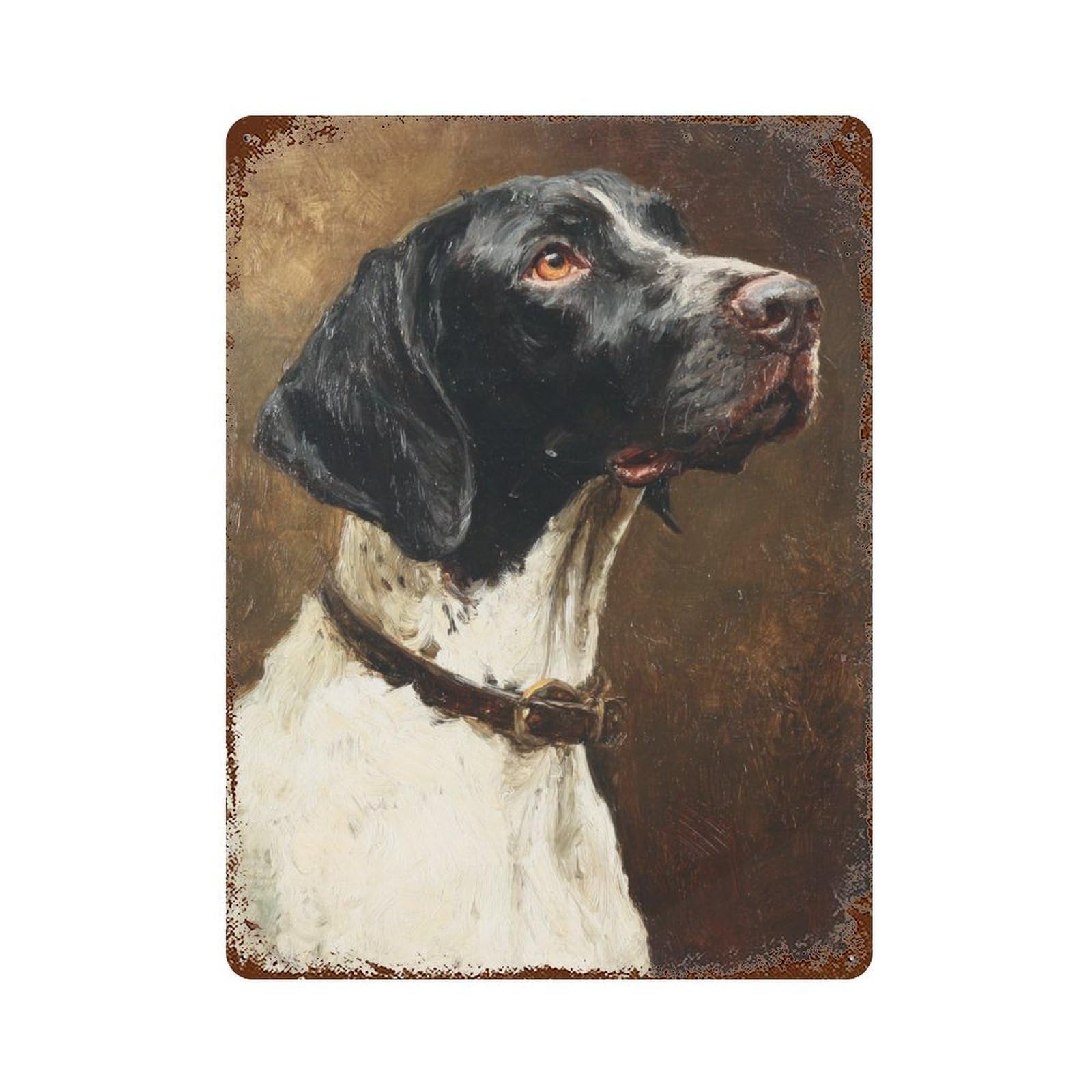 Rust Effect German Shorthaired Pointer Painting-2 Rustic Tin Plaque 15.7"x11.8", Industrial Home Decor for Bistro, Counter And Cafe Decor
