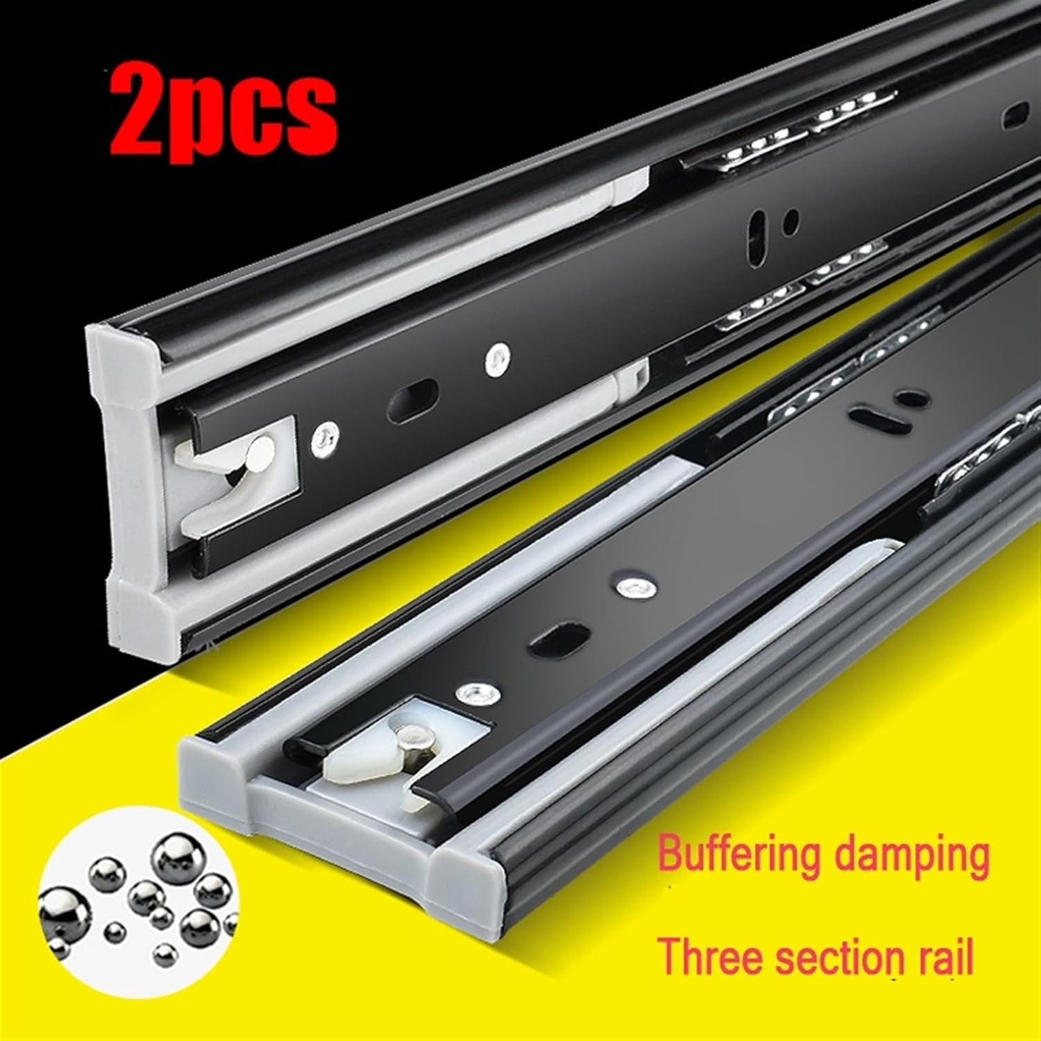 Heavy Duty Drawer Slides 10-20" Soft Close Track Rail Sliding Three-Section Cold Rolling Steel Drawer Slides(A 18inches 45cm 2pcs)