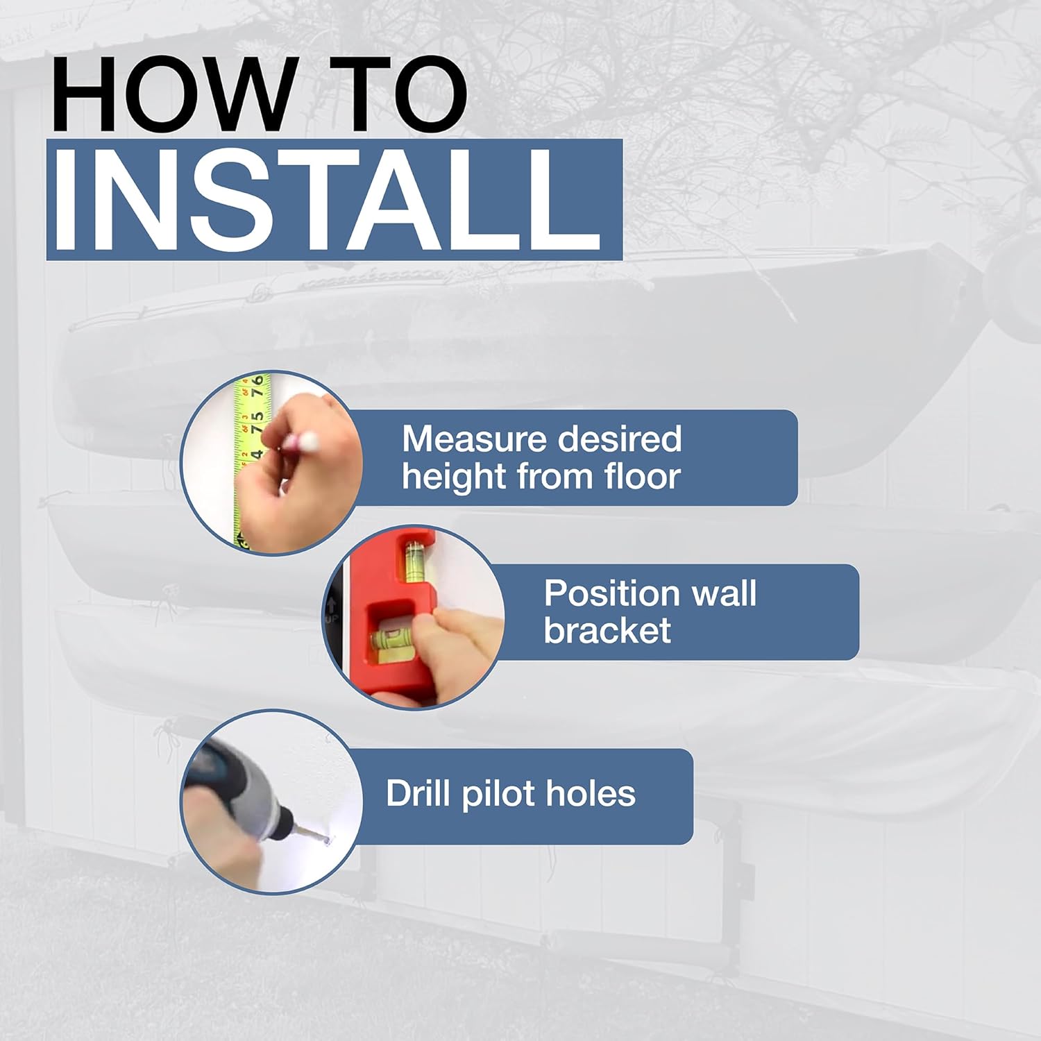 StoreYourBoard Outdoor Standup Paddleboard Rack, Wall Mount, Holds 400 lbs, Adjustable Storage Stand, Heavy-duty Metal Organizer