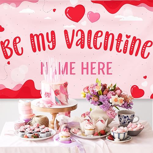 Miniatura 65 de Cartel de fondo personalizado para el día de San Valentín, decoración de San Valentín, letrero de vinilo con texto en inglés "Be My Valentine