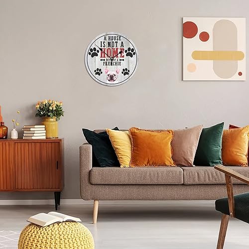 Miniatura 3 de Reloj de pared con diseño de «A House is Not A Home Without A Frenchie», regalo para amantes de los perros, reloj de madera silencioso, sin tictac,