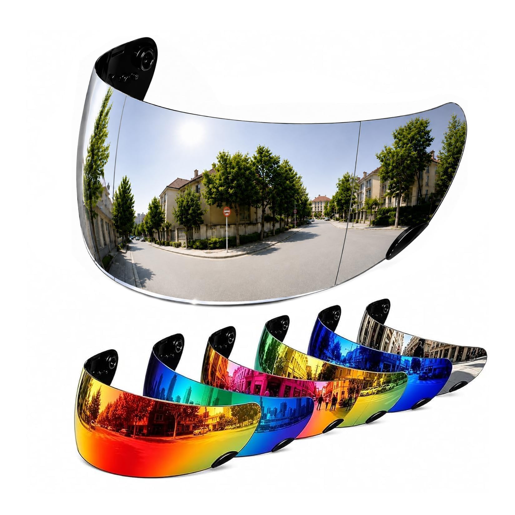 PSLER Shatterproof Helmet Visor for Bell Qualifier,Silver-Mirror