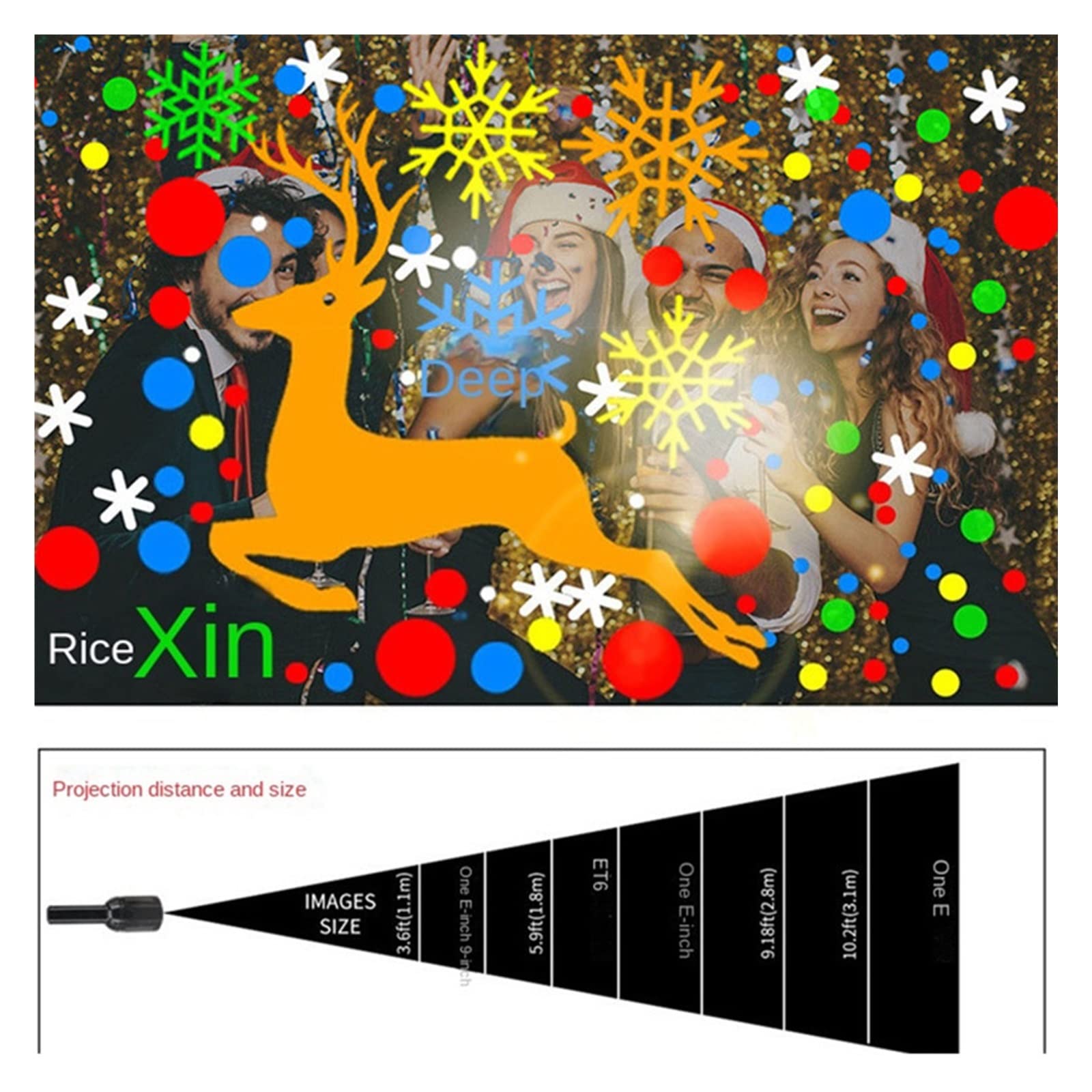 Proiettore di Luce, proiettore olografico di Halloween, luci per Feste di Natale, proiettore di Fiocchi di Neve, Luce da palcoscenico a LED Rotante, Motivo Natalizio, Illuminazione per Ester