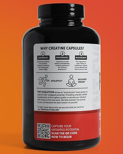 Miniatura 5 de TNT Evolution Cápsulas de monohidrato de creatina, 50 porciones, 3,000 mg por porción, fáciles de tragar, 750 mg de monohidrato de creatina por