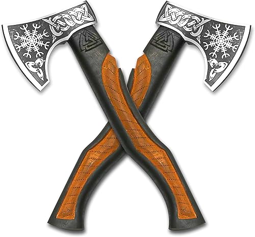 Hacha barbuda de acero al carbono forjado estilo vikingo con eje de madera de rosa, hacha real, el mejor regalo para aniversario, día de San