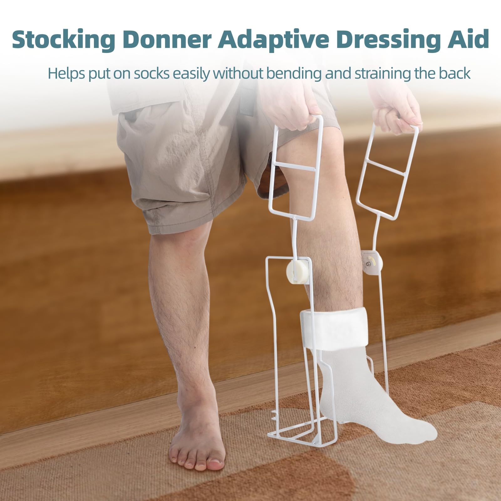 Stocking Donner Aid con mango plegable, dispositivo de asistencia para personas mayores y movilidad limitada, herramienta de vestir fácil, se adapta a una circunferencia de pantorrilla de hasta 16