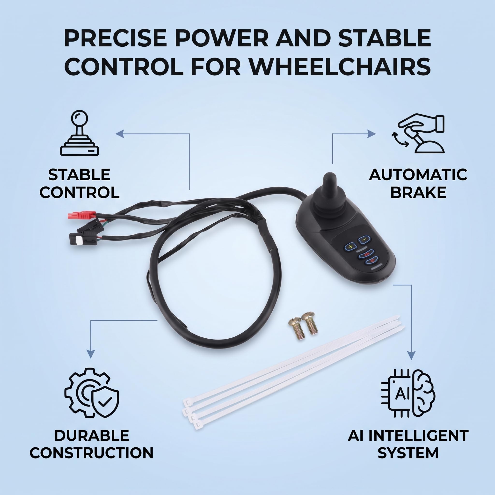 CHICIRIS Controlador de Potencia para Silla de Ruedas Eléctrica, Controlador de Joystick 45A de Alta Sensibilidad para Sillas de Ruedas con Motor Cepillado, Robots Inteligentes,