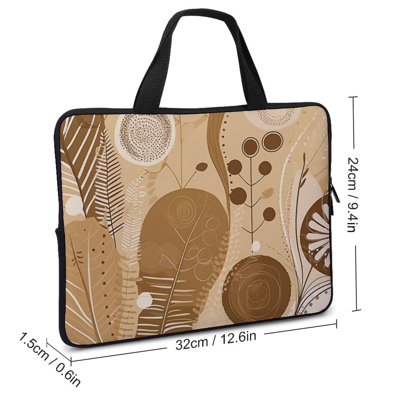 Housse pour ordinateur portable beige et marron - Housse ultra fine et imperméable - Sac de protection portable avec dragonne