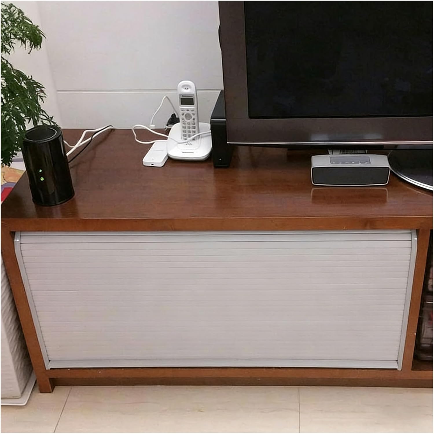 LXLZYXSF TV Stand/Sideboard Tambour Door with Track & Hardware, Roll Up Sliding Doors for Kitchen Cabinet Cupboards Closet Wardrobes, White ABS Plastic(12x15in(30x38cm))