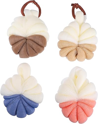 Bola de baño de 4 piezas Red de ducha de flores Esponja Flor Bola de baño Esponja de baño Esponja de baño Esponja de baño Esponja de baño Depurador