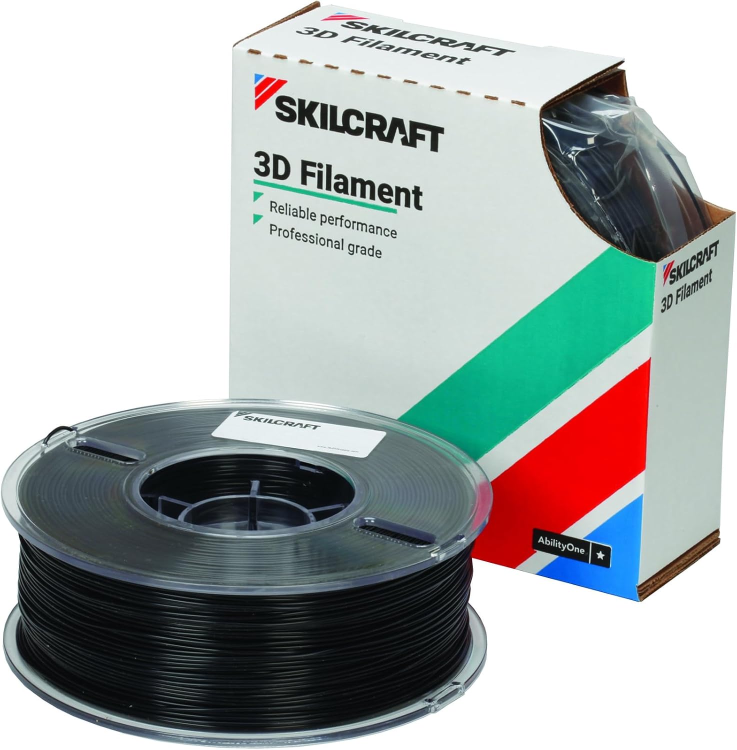 AbilityOne - 7045017057354-3D Printer Filament - Acrylonitrile Butadiene Styrene (ABS PRO) - 2.85mm on a 1kg Spool - Black