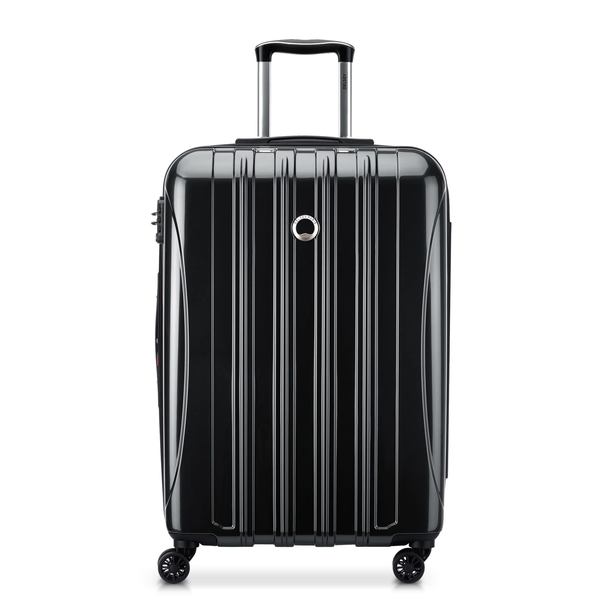 DELSEY Paris Helium Aero Hardside Expandable Luggage with Spinner Wheels, Black, Checked-Medium 25 Inch
