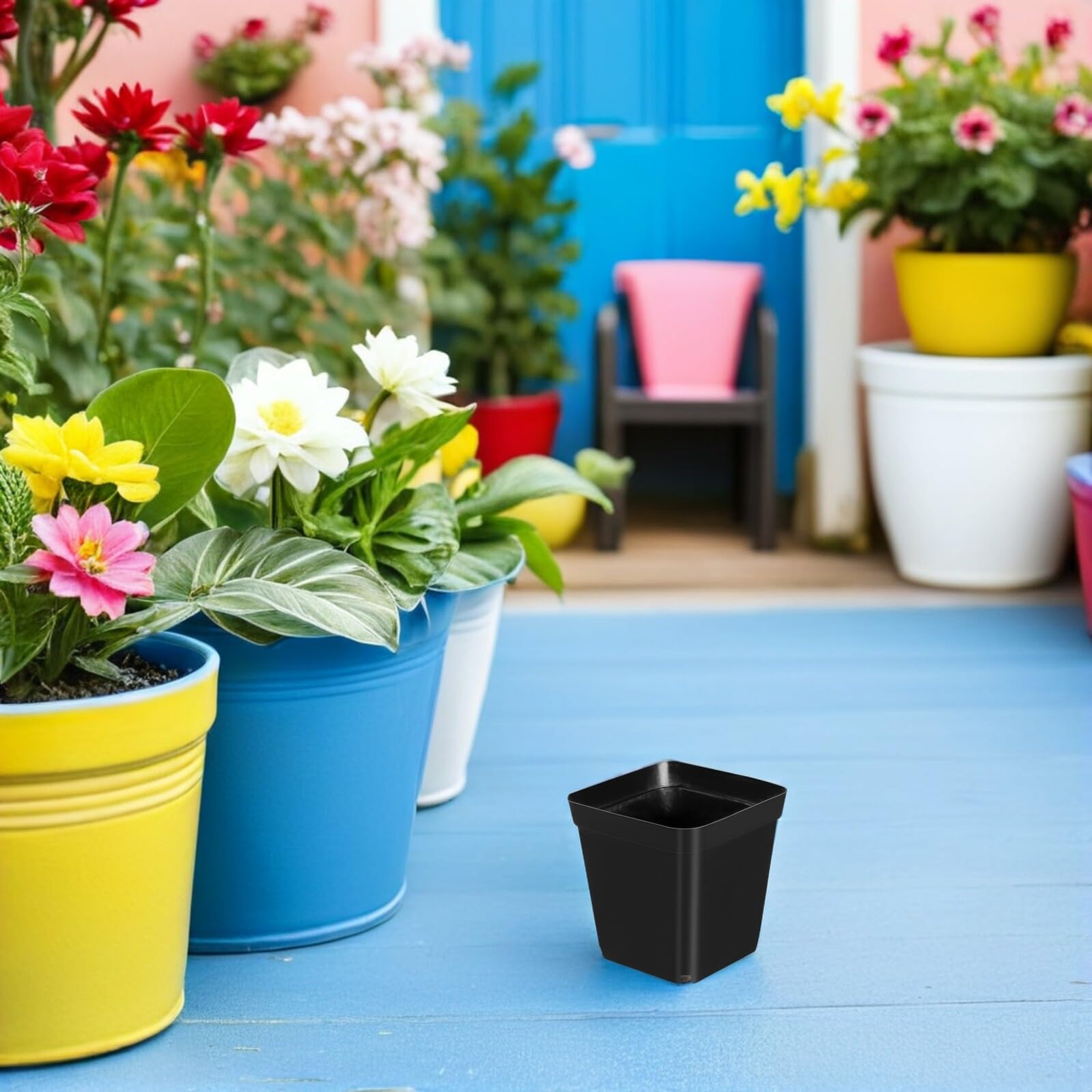 Homoyoyo Plastique Pots Noir en Pépinière 100 de Carrés Pièces pour Semis
