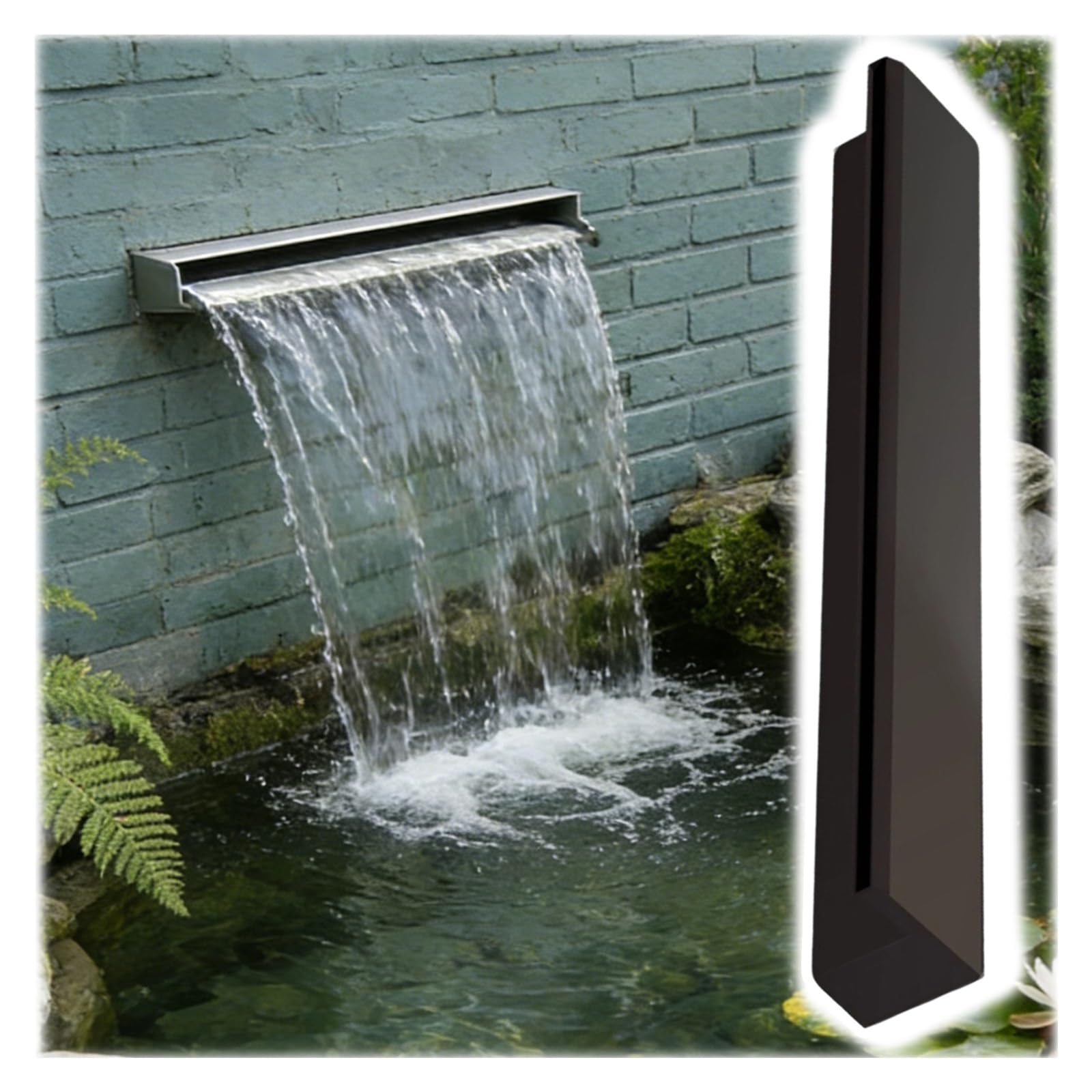 Fontana da incasso per piscine e stagni, scatola di troppopieno personalizzata, ideale per cascate e giardini rocciosi