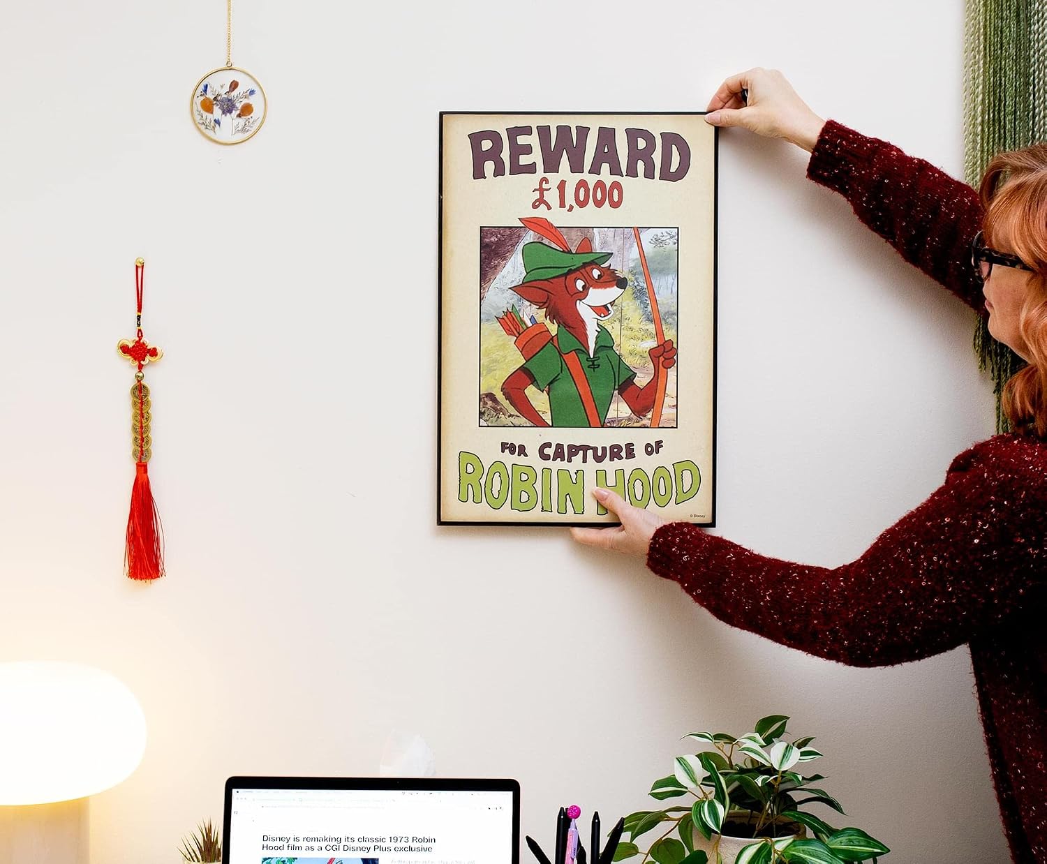 Silver Buffalo Disney Robin Hood Reward Poster Canvas Wood Wall Art, Hanging Sign Decor
