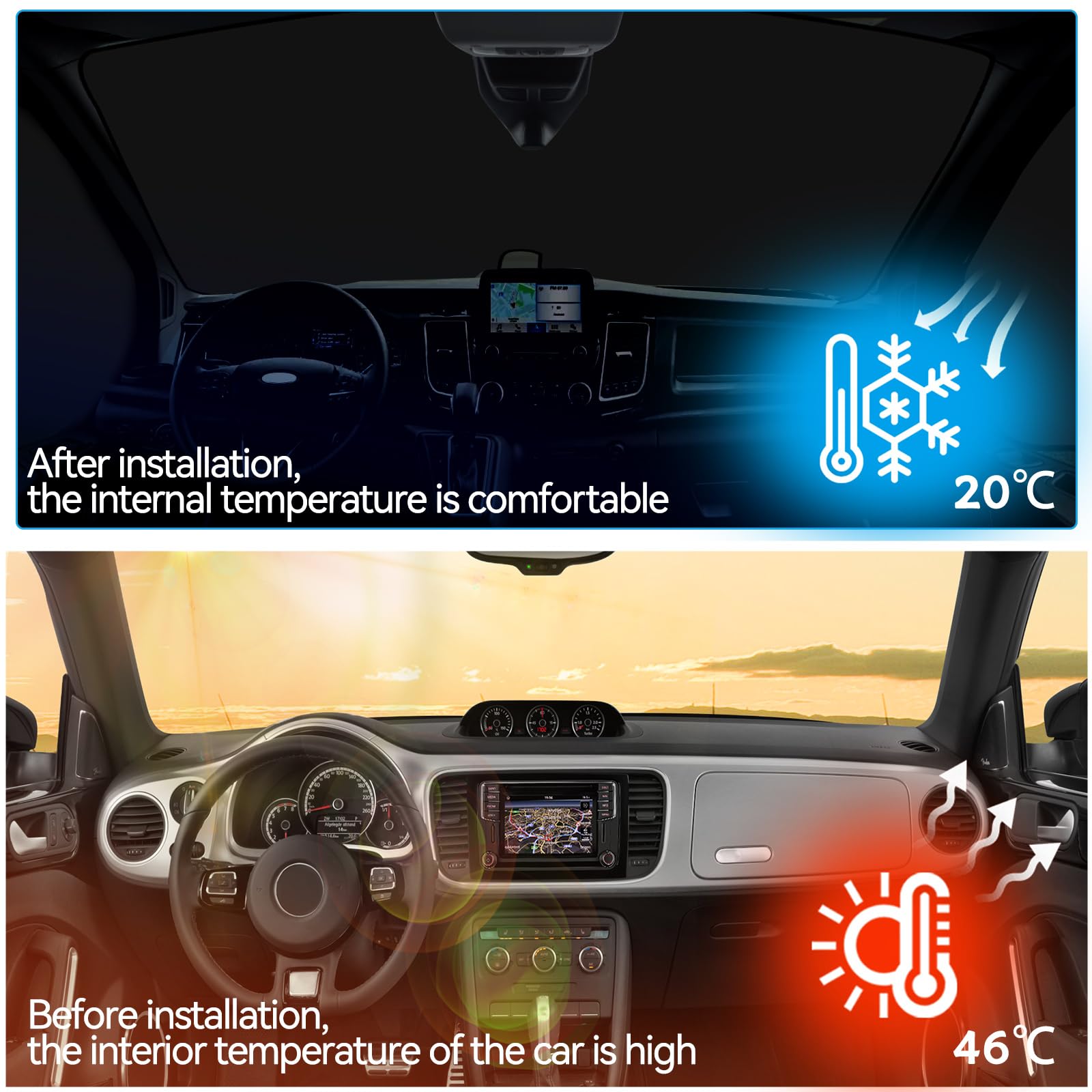 Parasole per parabrezza auto, per Opel Vivaro per Peugeot, Citroen 2019-2025, magnetiche, termiche, interne, set da 3 pezzi, copertura solare ispessita