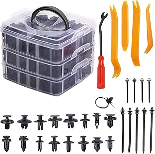675 Pcs Car Retainer Clips & Plastic Fasteners Kit 16 Most Popular Sizes - 630 Plastic Car Door Panel Trim Clips Kit, 4 Different Size Auto Trim Removal Tools, 10 Cable Ties, 30 Gasket and 1 Fastener Remover
