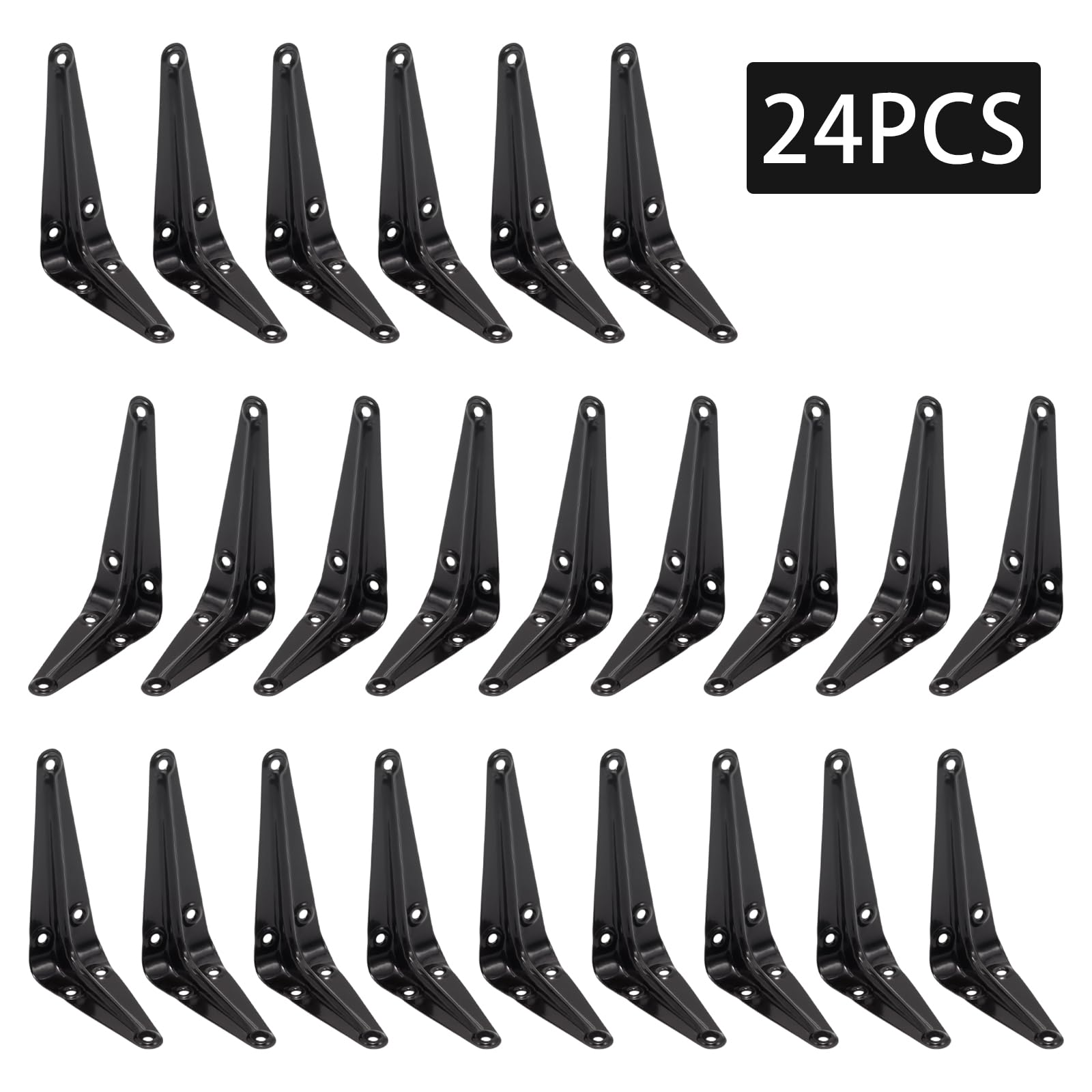 24 staffe per mensole da 7,6 x 10,2 cm, in acciaio resistente, ad angolo, per mensole, librerie, tavole da giardino, mensole da appendere alla parete, decorazione assicella