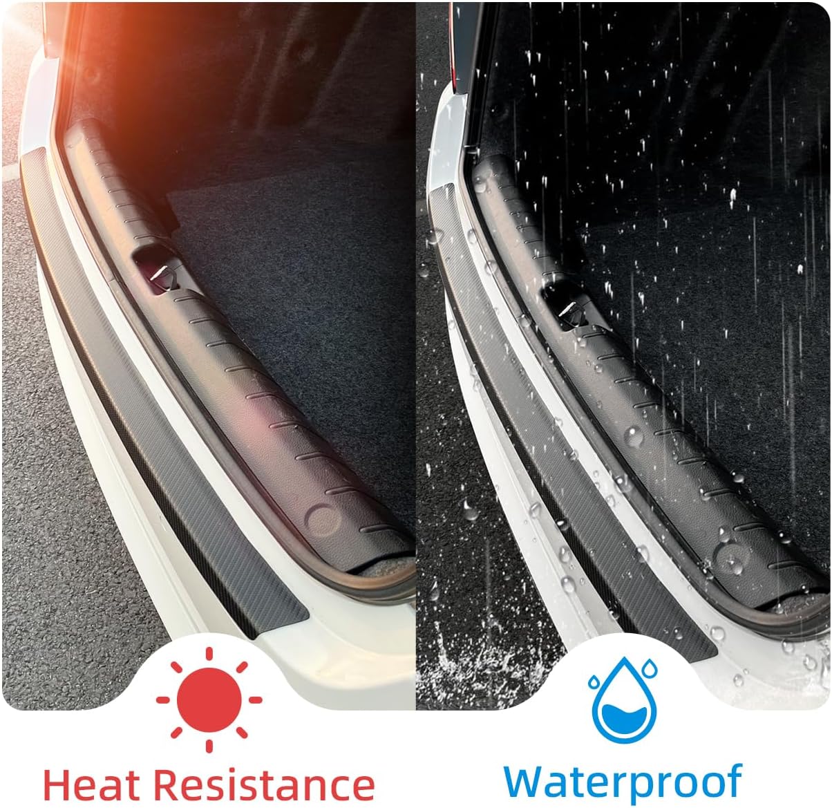 Rear Bumper Protector 48"x4.7" Universal Matte Black Guard, Anti-Scratch Carbon Fiber Texture Trunk Protector for SUVs Trucks, Strong Adhesive Easy Install