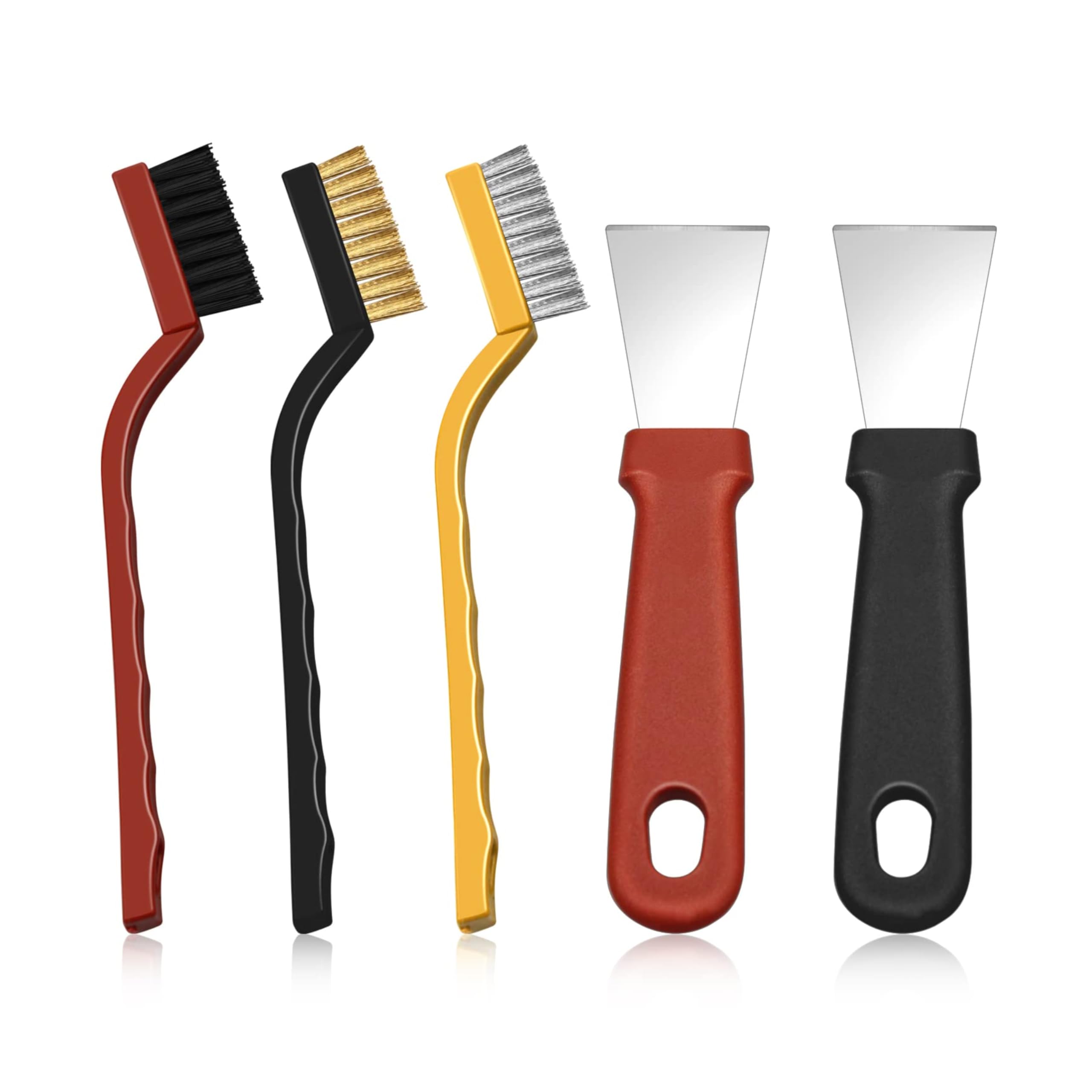 Wire Brush Set, Small Wire Brushes Multi-Purpose Brass Brush Nylon Brush with Metal Scraper Scratch Brush for Cleaning Vehicles, Wood, Grills, Cookers, Etc - Set of 5 (B0DF33RH6S) Amazon Price History, Amazon Price Tracker