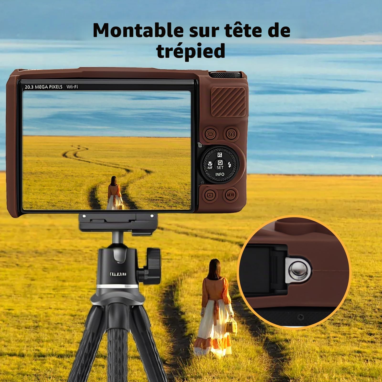 MUZIRI KINOKOO Étui en silicone compatible avec appareil photo numérique Canon Powershot SX740/SX730 HS - Housse de protection en caoutchouc souple avec couvercle d'objectif amovible - Antidérapant et