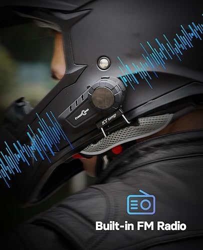 Miniatura 10 de FreedConn Auriculares Bluetooth para motocicleta KY PRO - Sistemas de comunicación de motocicleta Bluetooth 5.0 3,937.0 ft 6 Riders Bluetooth cascos