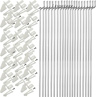 Ltvystore 20Pcs 304 Stainless Steel 1.2 x 450mm Z Push Rods Parts &20Pcs Nylon Control Horns 21x10 mm Compatible for RC Airplane Plane Boat Replacement
