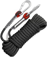 GINEE Static Climbing Rope 10mm/16mm 35-250FT Heavy Duty Polyester Rope w/ Hooks for Rock Climbing, Rescue, Fishing