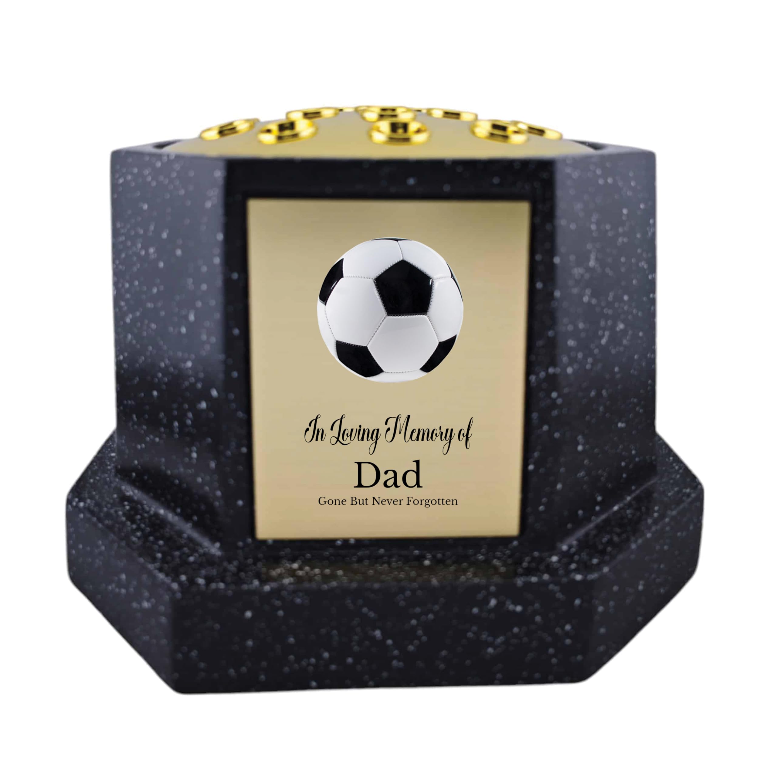 1Stclassgifts Black In Loving Memory Of Memorial Octagon Rose Bowl Grave Marker Flower Pot Vase With Football Design Dad & Lots More /Gold (Uv Printed) (Dad)