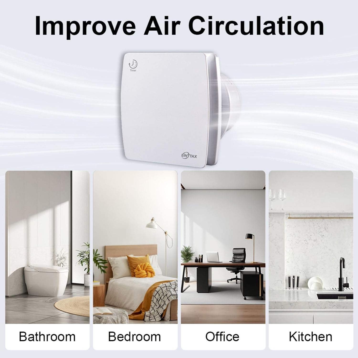 4 Inch Exhaust Fan, 56CFM Wall Mount Bathroom Exhaust Fan with Timer and Backdraft Damper, Quiet Window Mount Extractor Ventilation Fan for Bathroom Kitchen Garage, 12W, White