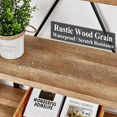 Miniatura 3 de FATORRI Estantería moderna de 5 niveles, estantería Etagere de madera, estante alto de metal con estantería abierta grande (roble blanco, 51