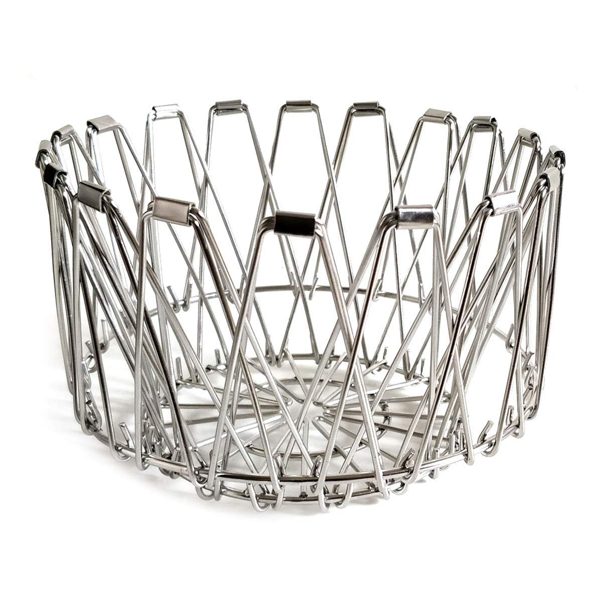 Stainless Steel Multipurpose Folding Fruit and Vegetable Basket for Kitchen, Dining or Center Table - Flexible Basket also used for office purpose serving and in party(8 Shapes)