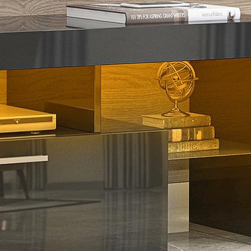 Miniatura 37 de Soporte de TV LED para televisores de hasta 70 pulgadas, centro de entretenimiento de alto brillo de mediados de siglo con armarios de Negro