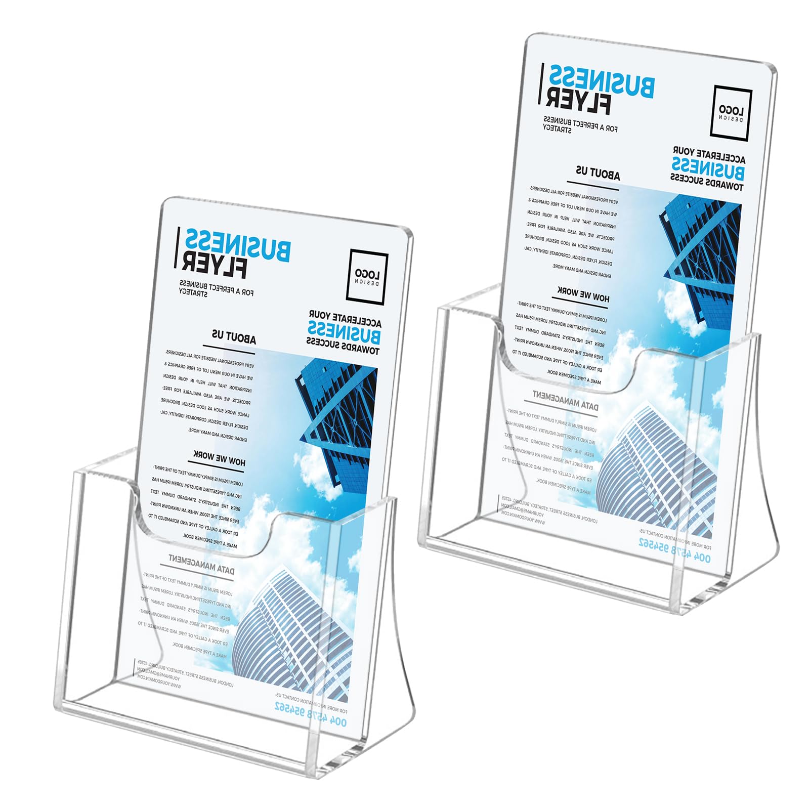 Rebanky 2 Pack Leaflet Holder Acrylic Brochure Holder Leaflet Holders Free Standing Clear Acrylic Stand for Restaurant Counters, Office Flyers & Hotel Receptions 114x80x220mm