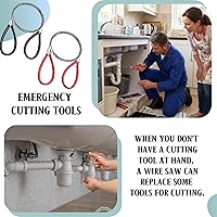 Vista 3 de Sierra de cable de acero inoxidable, sierra de alambre de metal, cuerda de bolsillo de mano, herramientas de corte de cuerda de supervivencia