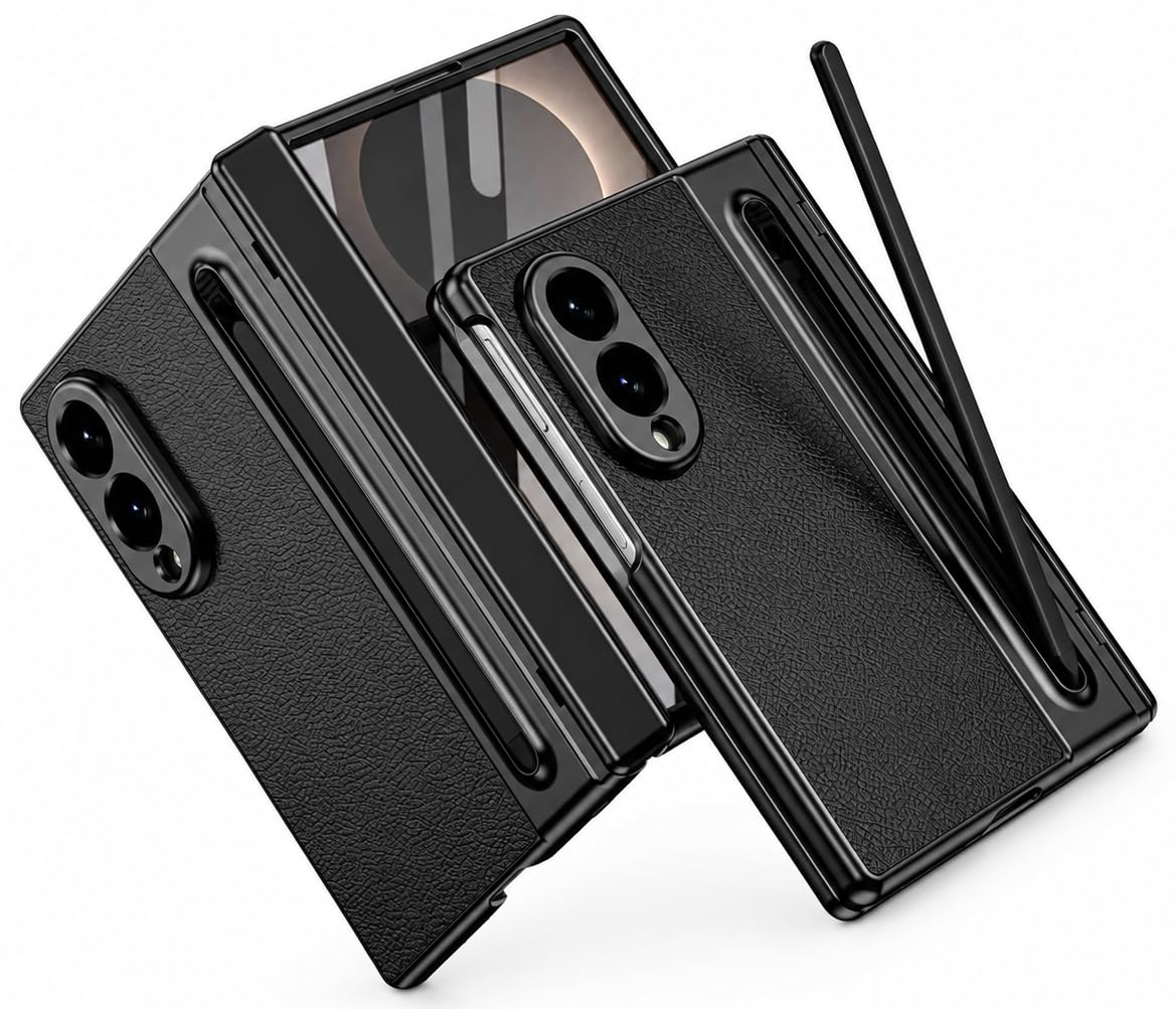 Hybird Shockproof Back Cover Case for Samsung Galaxy Z Fold 8 5G | Hing | S Pen Holder | Leather Hard Back Cover Case for Samsung Galaxy Z Fold8 5G (White, Samsung Galaxy Z Fold 8) — Amazon image 2
