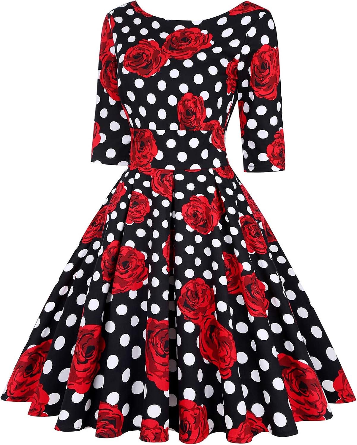 MINTLIMIT Women's 1950s Retro Vintage Cocktail Party 3/4 Sleeve Swing Dress - Image 3