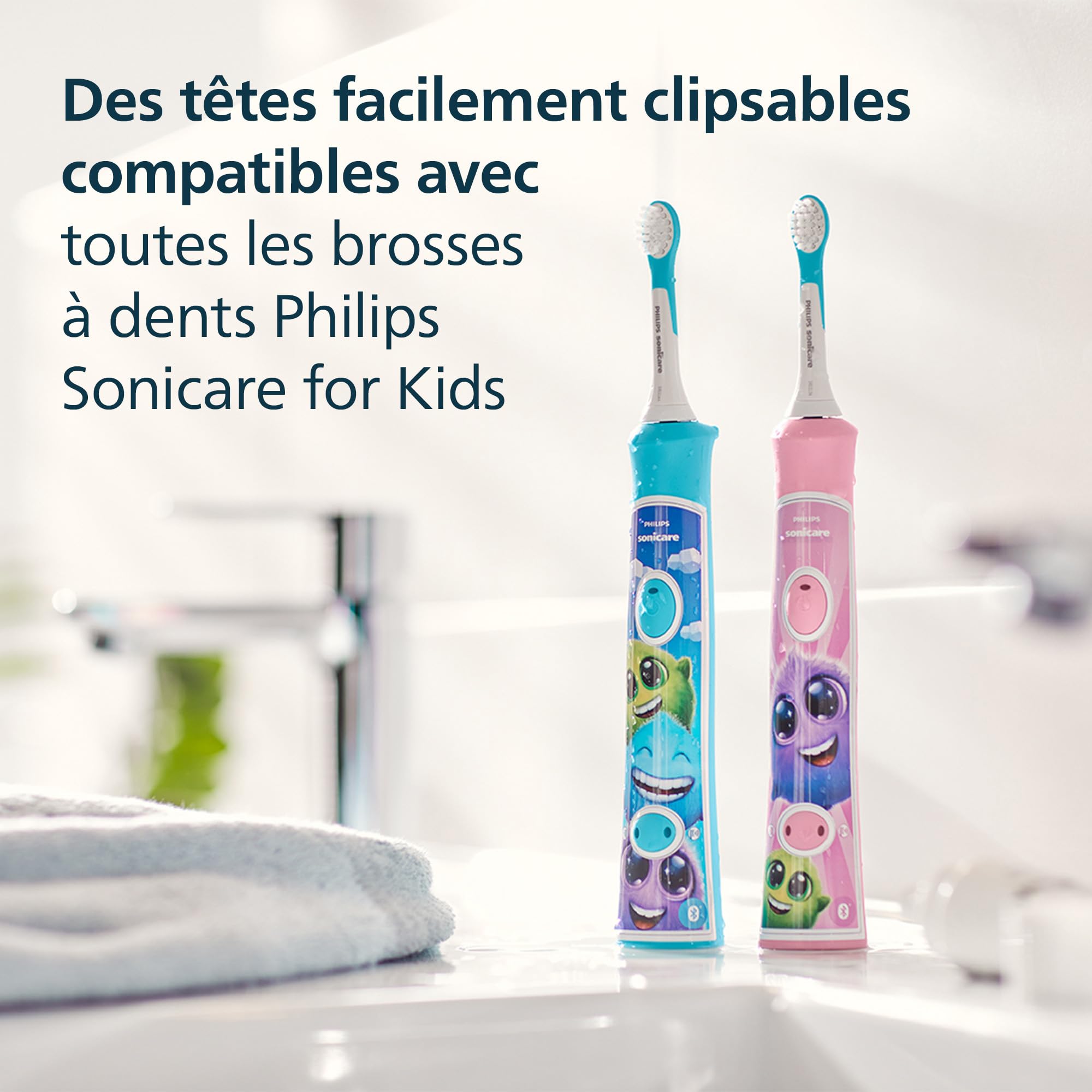 Philips Sonicare for Kids - têtes de brosse à dents de rechange d'origine pour enfants à partir de 3 ans, lot de 4, HX6034/90