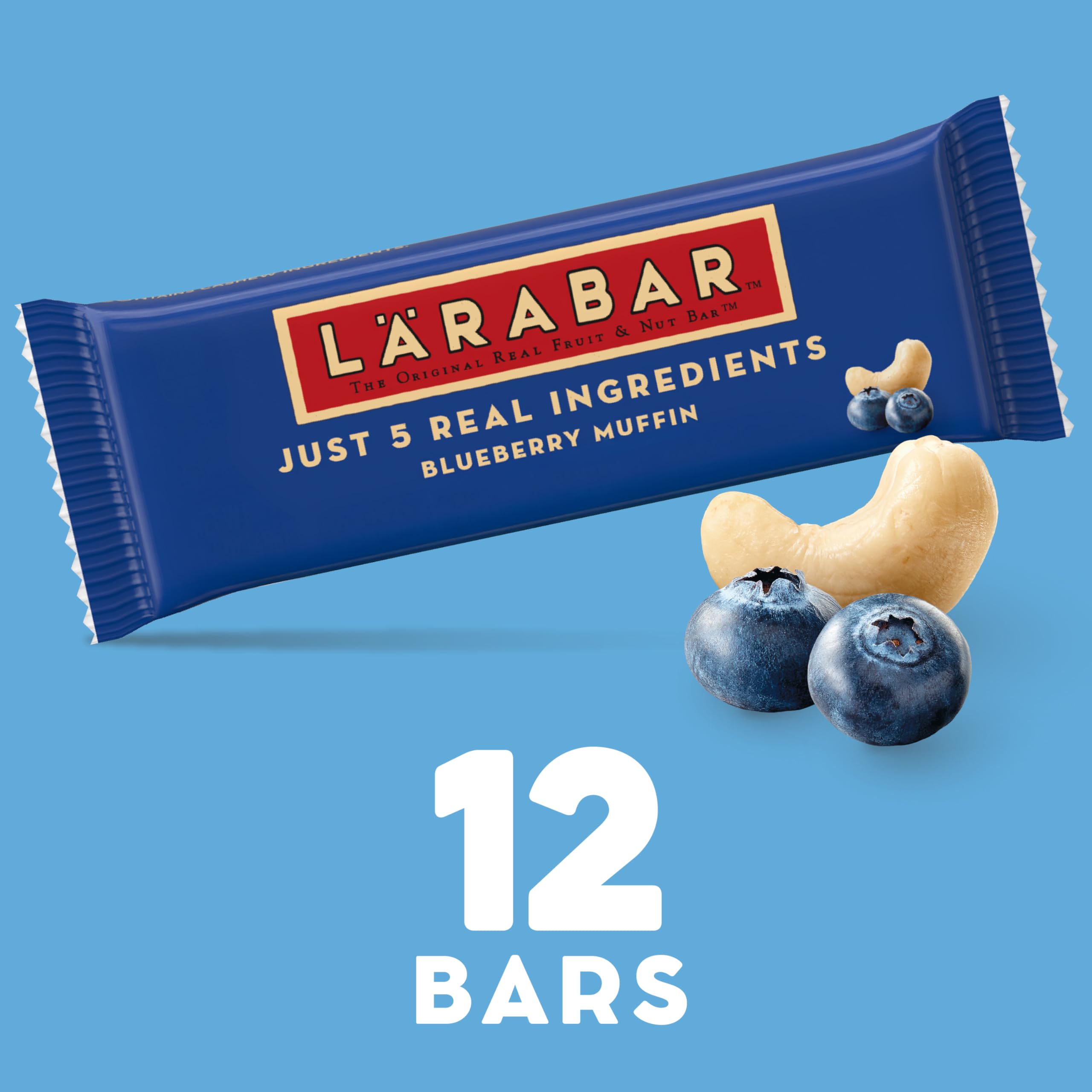 Larabar Blueberry Muffin Lot de 12 barres de fruits et de noix sans gluten, végétaliennes, 45 ml