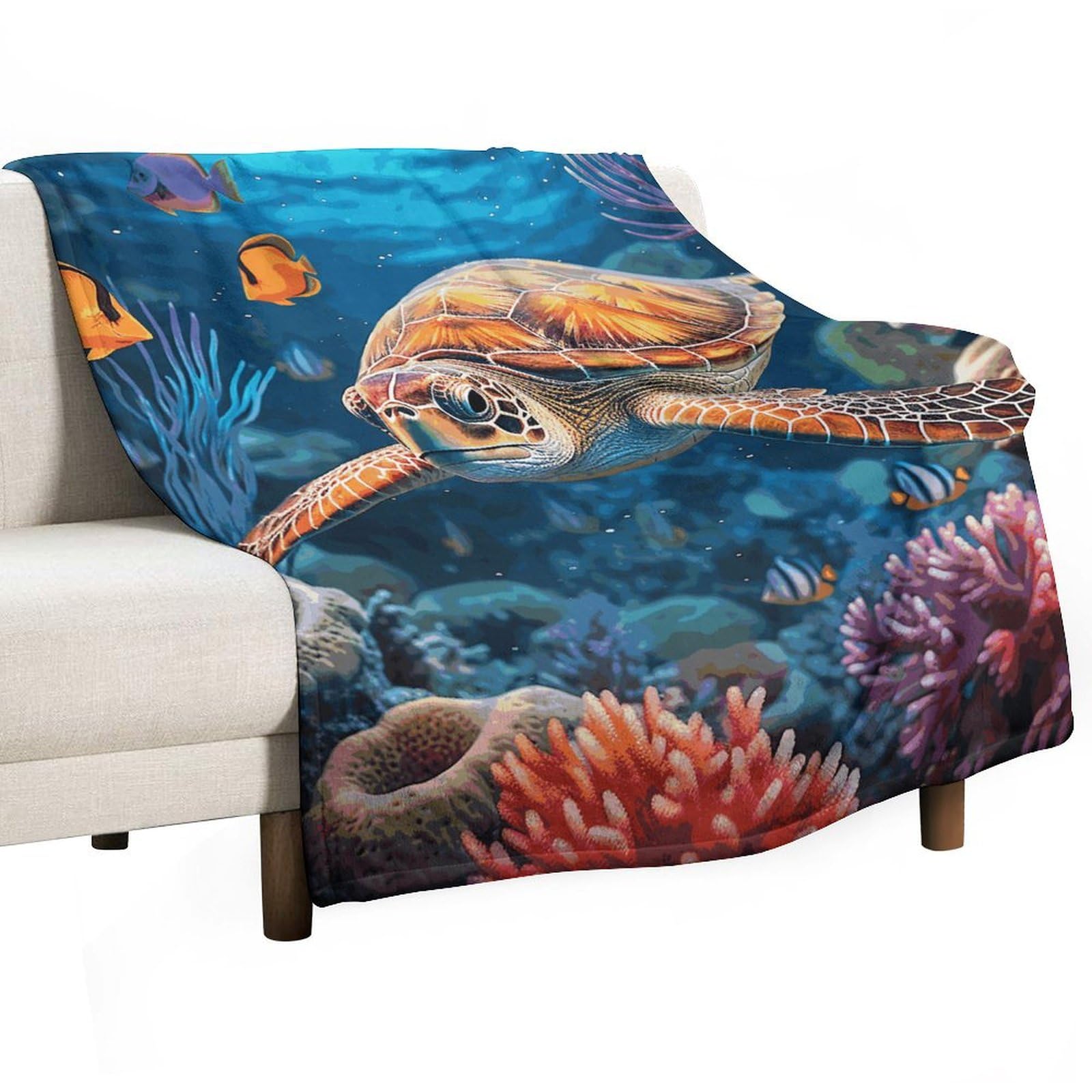 Plaid couverture flanelle douce lit canapé imprimé marin