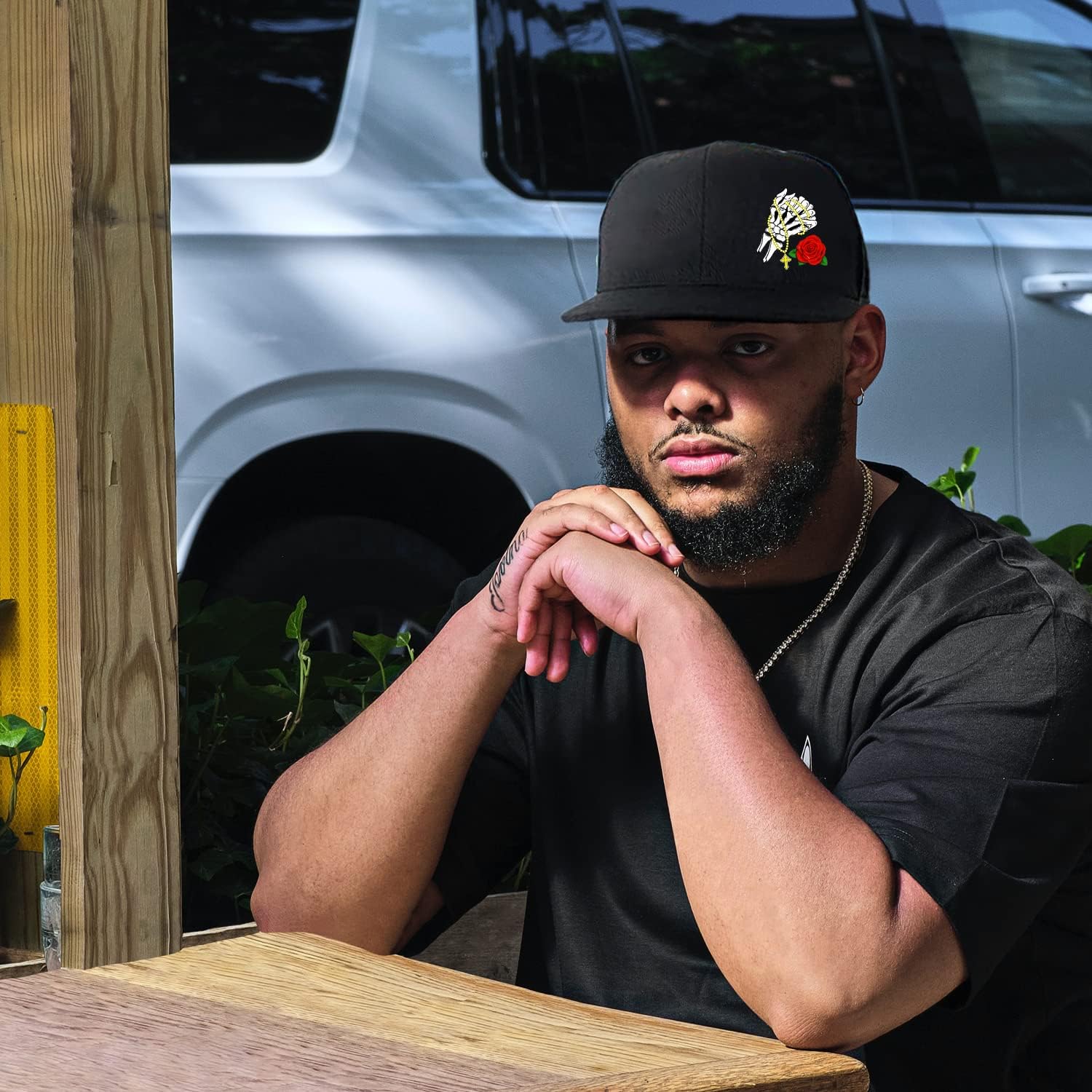 Miniatura 4 de Flat Bill Brim Hat for Men Snap Backpack Men Snapback Hats Trucker Hats Adjustable Men's Baseball Caps Black