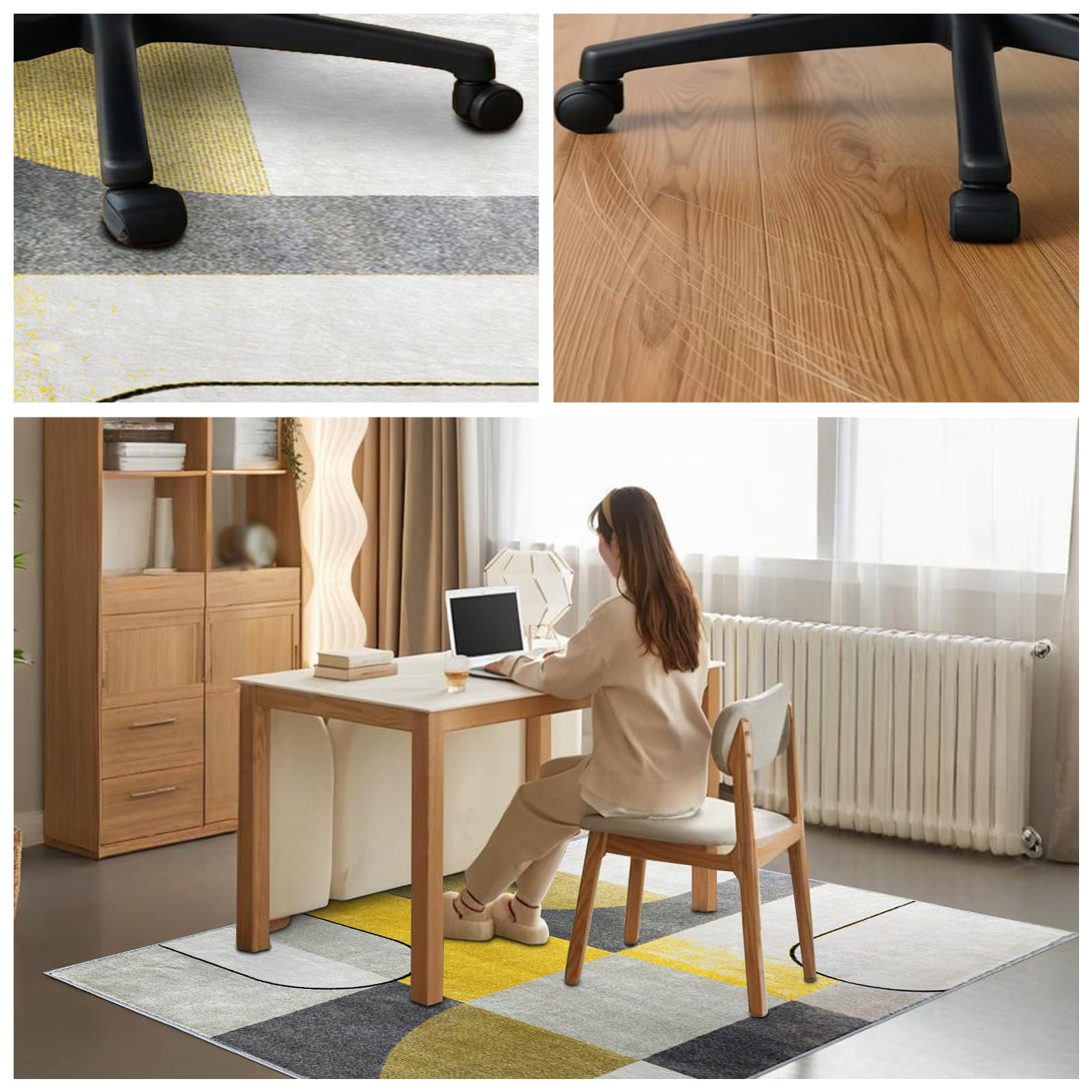 Alfombra Silla Oficina, 100 x 120 cm Alfombra Gaming Suelo, Protector de Suelo para Silla de Oficina, Alfombra Silla Ruedas Gaming Oficina, Alfombrilla para Silla de Gaming,Decora tu Oficina,salón