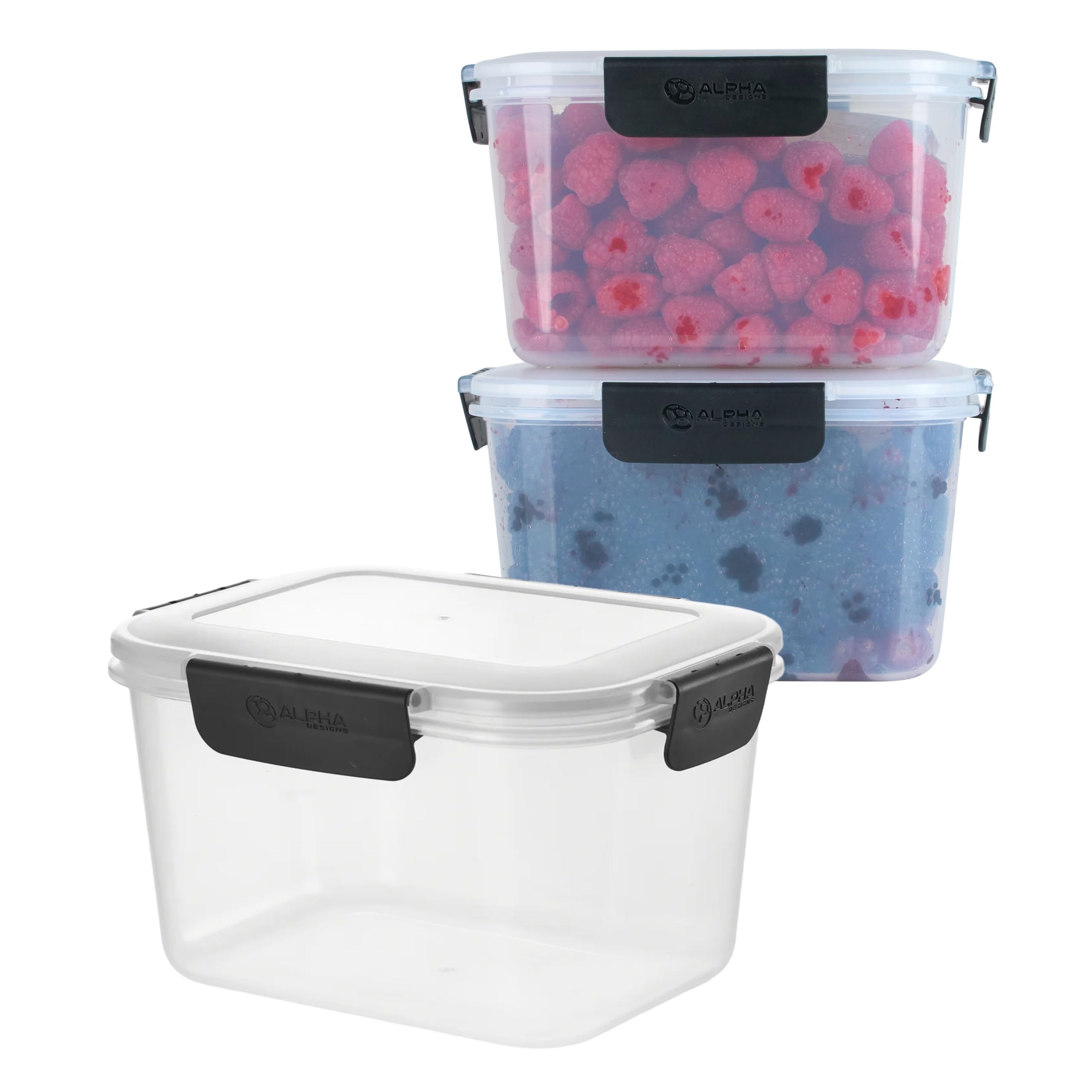 Alpha Designs 3 Pack Reusable Lunch Containers for Work, Meal Prep (2300ml) — image 1
