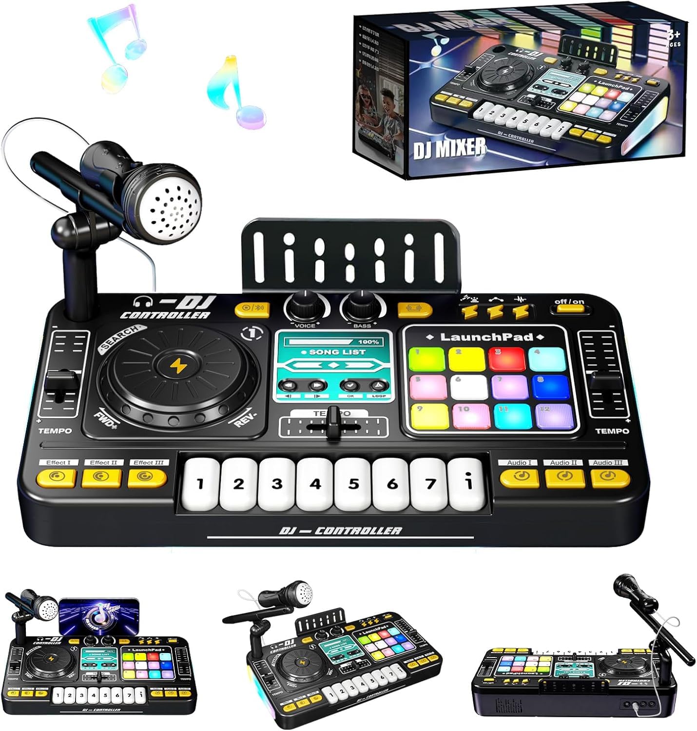 RedCrab DJ Mischpult für Kinder, DJ-Pult mit Mikrofon, Interaktives Musikspielzeug für Kinder, Musikalisches Konsole für Jungen Mädchen ab 3-12 Jahren, Mischpult Controller Spielzeug für dj-Anfänger