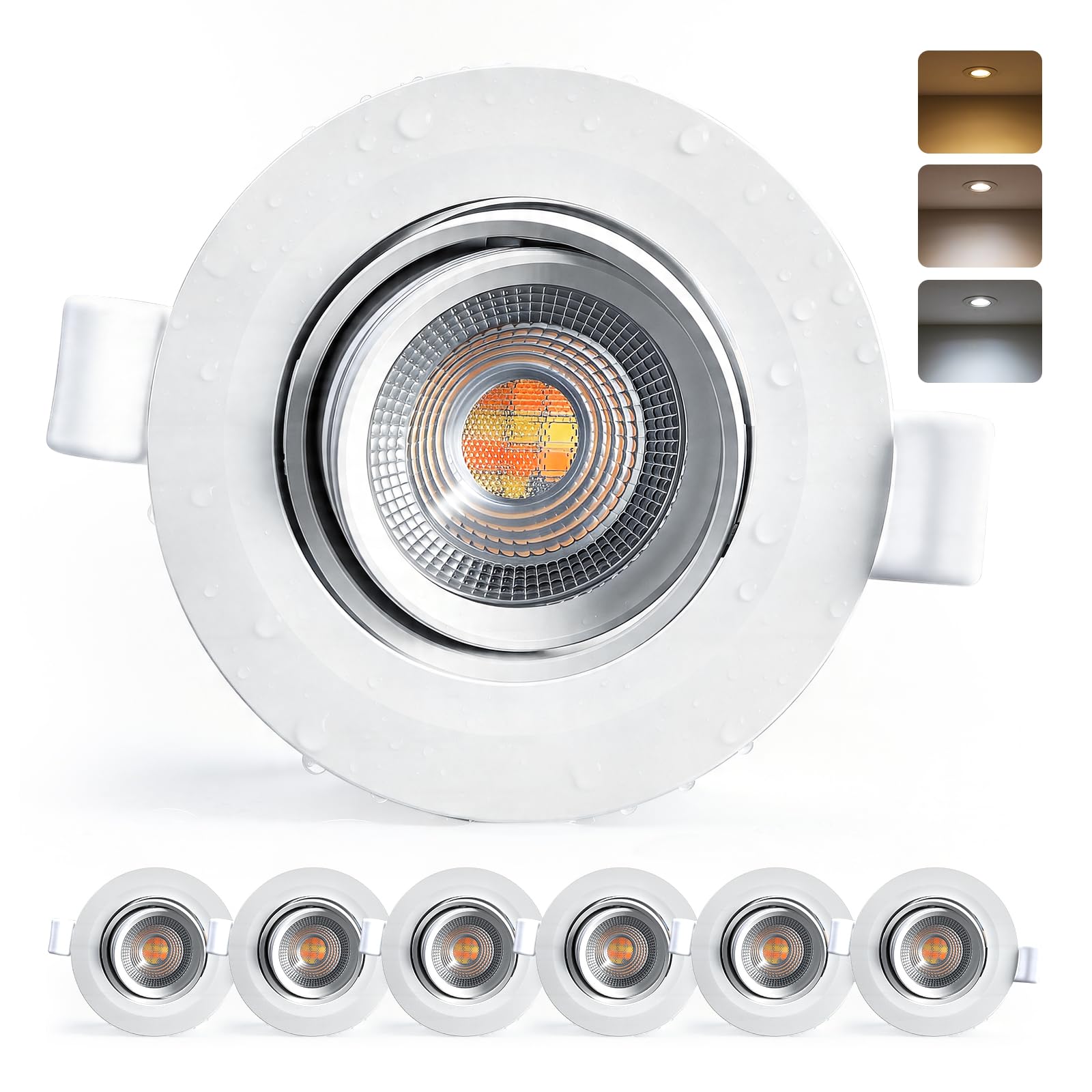 HOMEOW Spot LED Encastrable 230V IP65 Salle de Bain Trou 68mm - 80mm