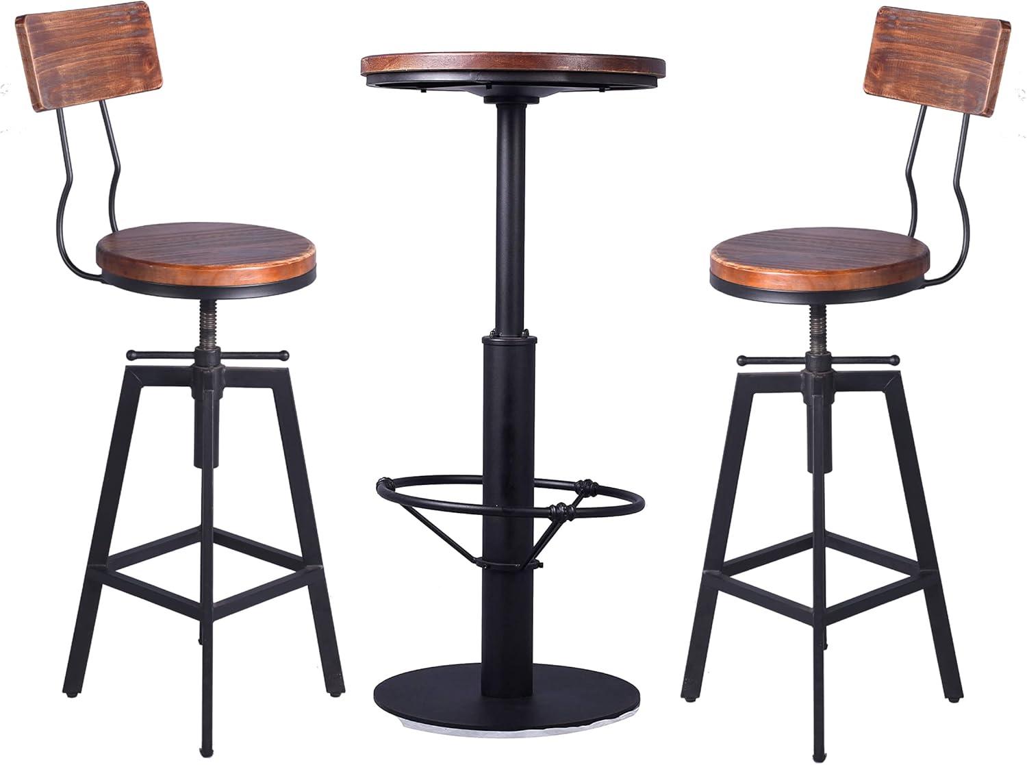 FUBIRUO 3 Piece Table Set Industrial Bar Table Set, Kitchen