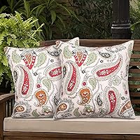 Vista 15 de Magpie Fabrics Paquete de 2 fundas de almohada impermeables para exteriores de 18 x 18 pulgadas, fundas de almohada decorativas de Navidad