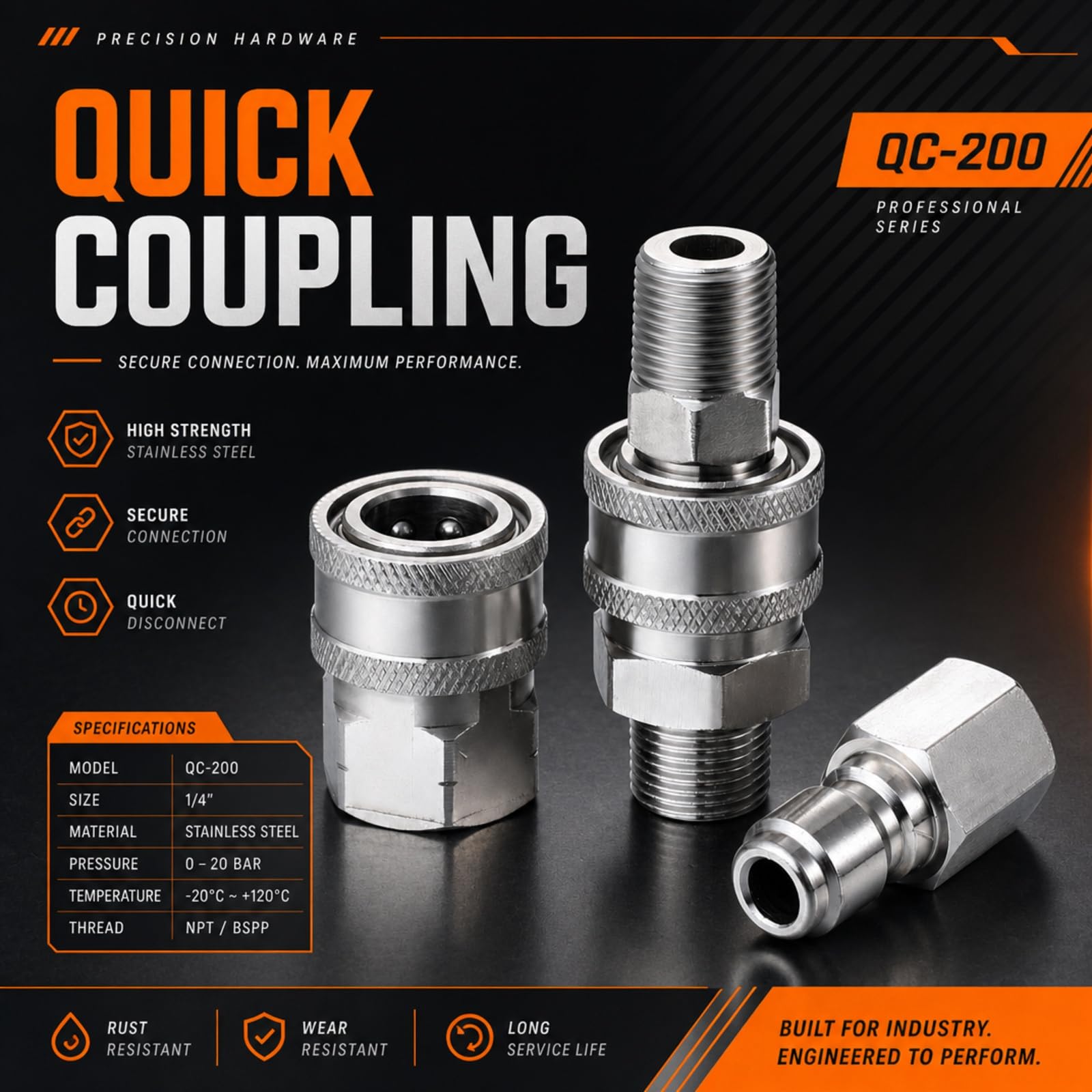 Hotop NPT - Kit di connettori rapidi per idropulitrice da 3/8" in acciaio inox maschio e femmina (6 set)